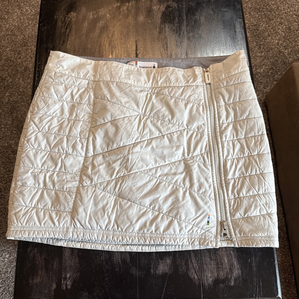 Smart Wool Smartwool Quilted Mini Skirt Batting Large Light Gray EUC